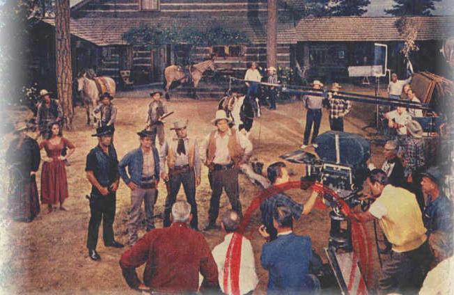 anita sands hernandez on the set of
                      bonanza, in red