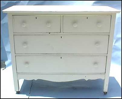 what
                    kind of paint job on old furniture? antiqued white
                    enamel, low gloss