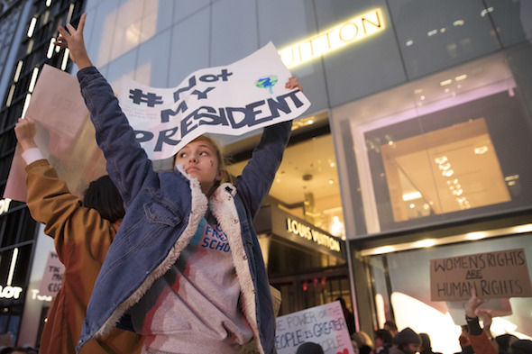 TRUMP
                  WON and that day, a crowd of protestors showed up at
                  TRUMP PLAZA